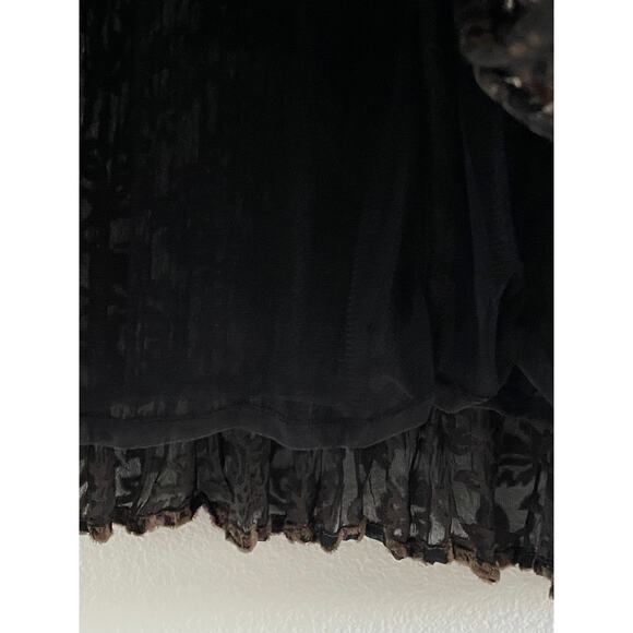 Lucia Lukken Broomskirt Black Brown Velvet Pattern Maxi Skirt - Picture 6 of 7